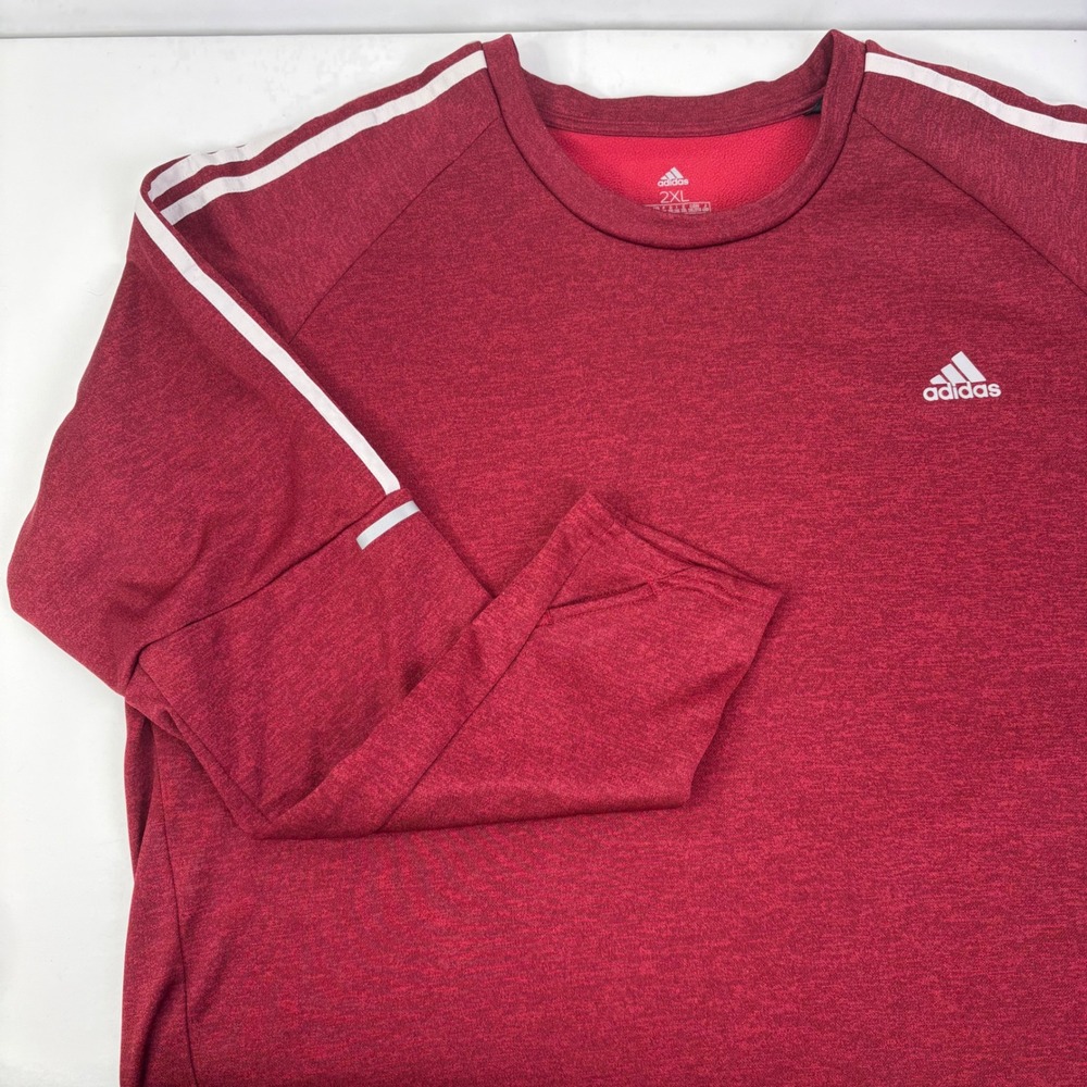 Adidas Mens Own The Run Climawarm Running Sweatshirt Heathered Burgundy Red 2XL